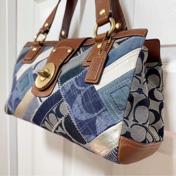 Coach Vintage Y2K Patchwork Turnlock Denim Shoulder Bag - Picture 4 of 9